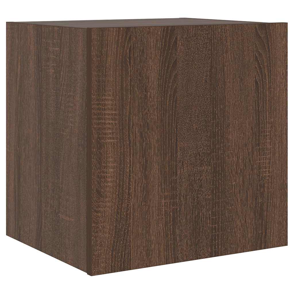 TV Wall Cabinet with LED Lights Brown Oak 40,5x35x40 cm