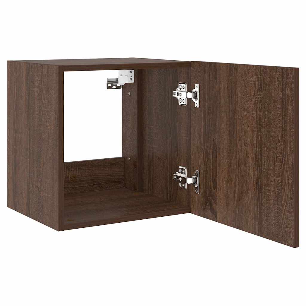 TV Wall Cabinet with LED Lights Brown Oak 40,5x35x40 cm
