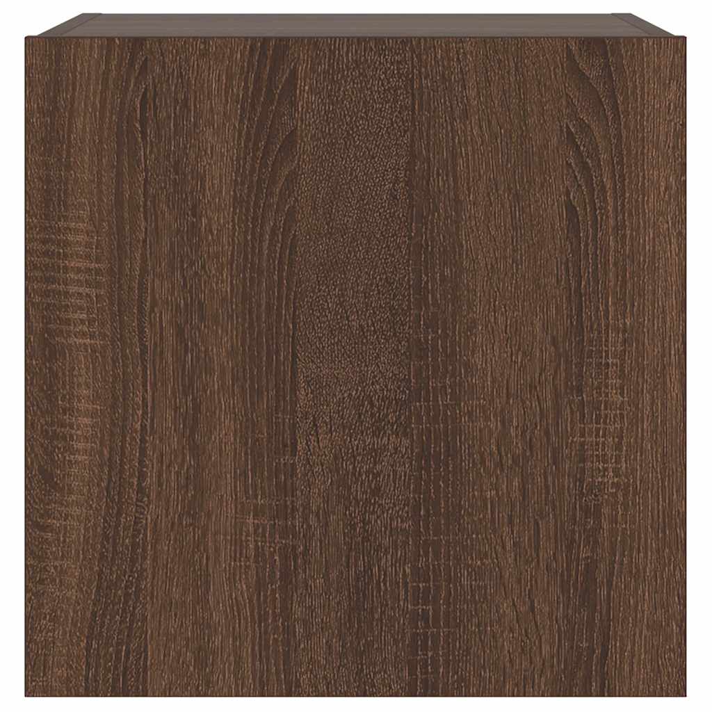 TV Wall Cabinet with LED Lights Brown Oak 40,5x35x40 cm