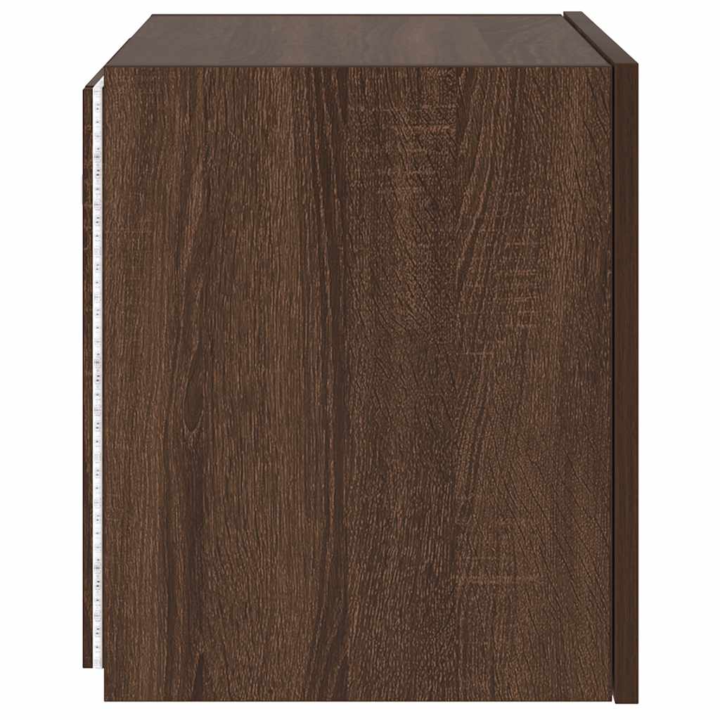 TV Wall Cabinet with LED Lights Brown Oak 40,5x35x40 cm