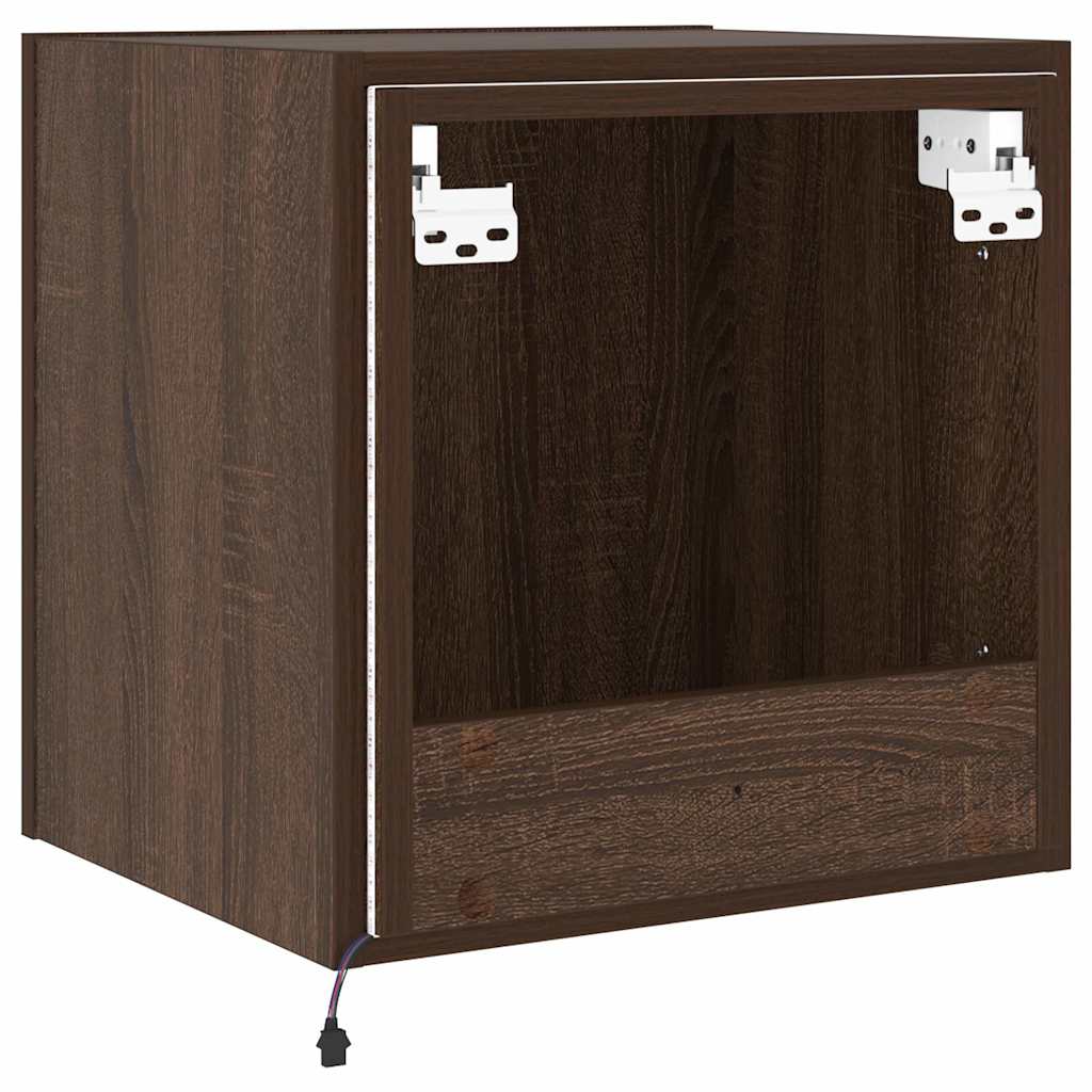 TV Wall Cabinet with LED Lights Brown Oak 40,5x35x40 cm
