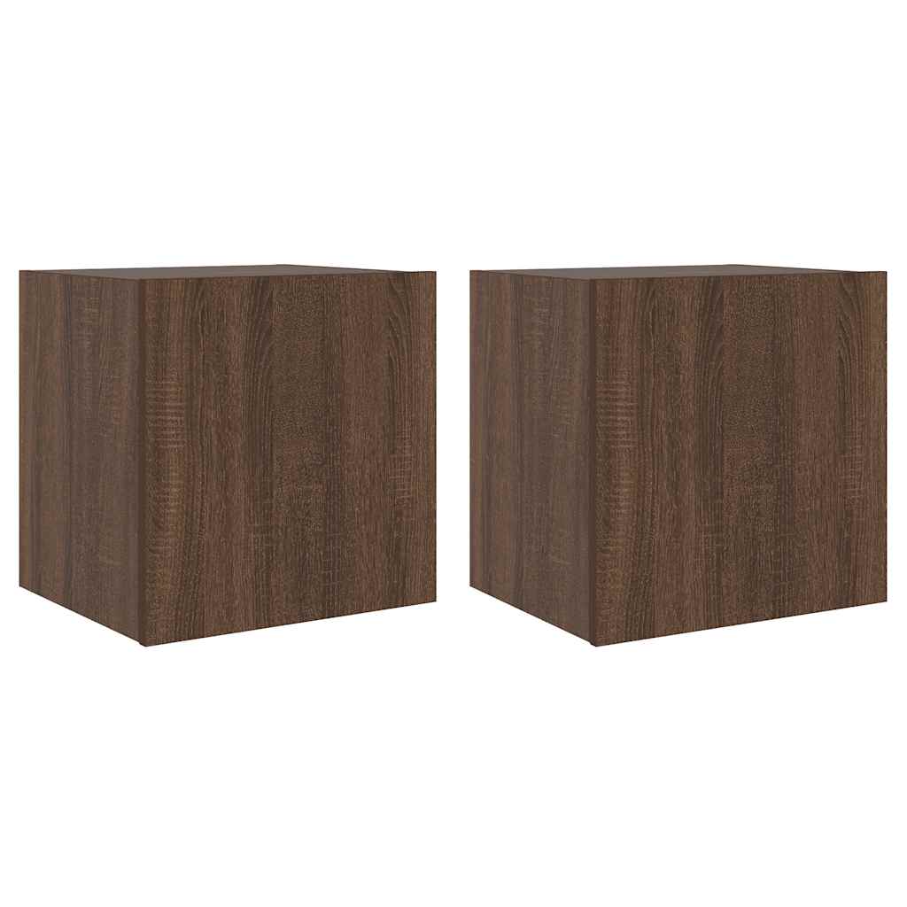 TV Wall Cabinets with LED Lights 2 pcs Brown Oak 40,5x35x40 cm