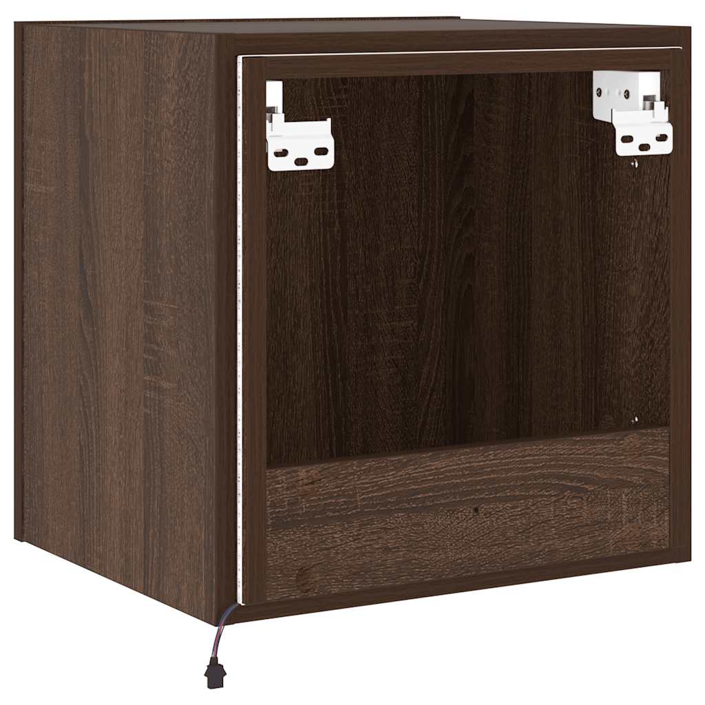 TV Wall Cabinets with LED Lights 2 pcs Brown Oak 40,5x35x40 cm