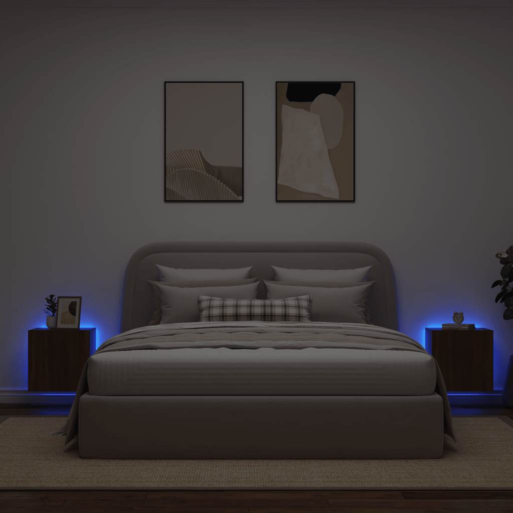 TV Wall Cabinets with LED Lights 2 pcs Brown Oak 40,5x35x40 cm