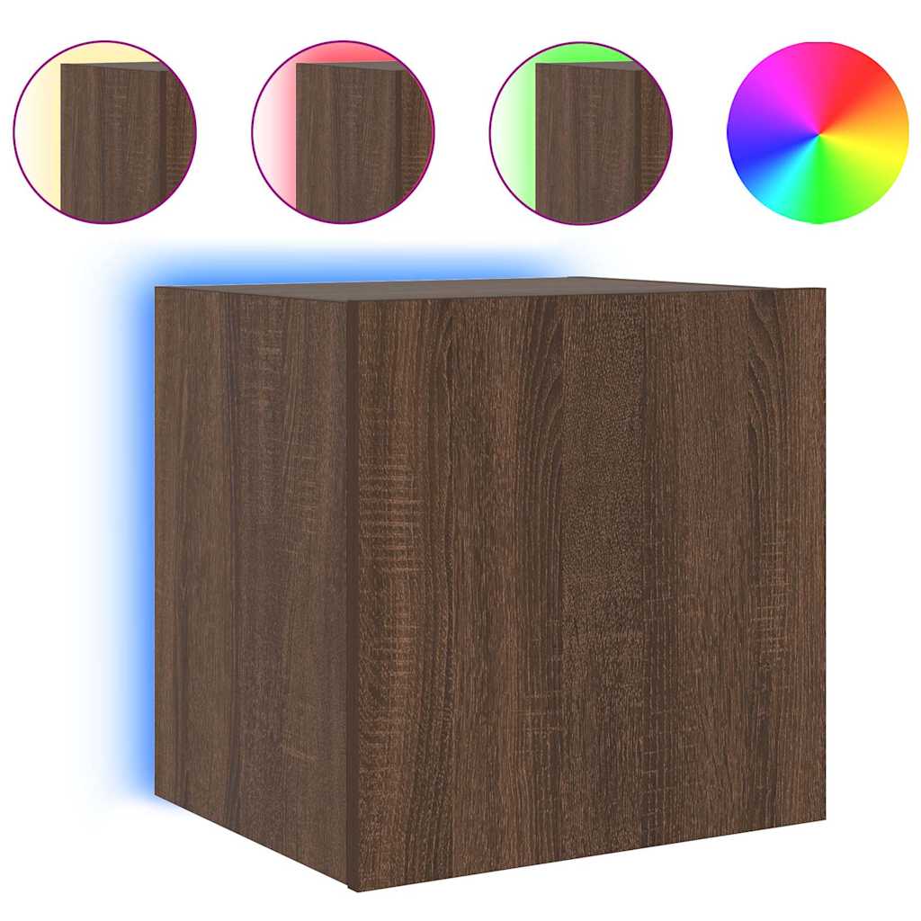 TV Wall Cabinets with LED Lights 2 pcs Brown Oak 40,5x35x40 cm