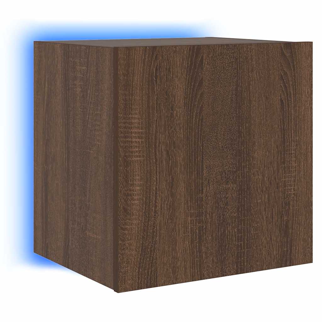 TV Wall Cabinets with LED Lights 2 pcs Brown Oak 40,5x35x40 cm