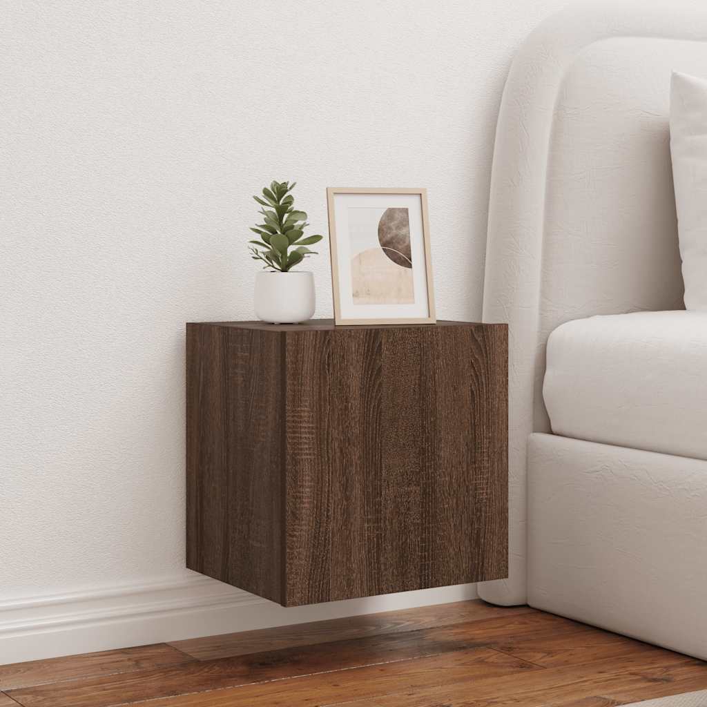 TV Wall Cabinets with LED Lights 2 pcs Brown Oak 40,5x35x40 cm