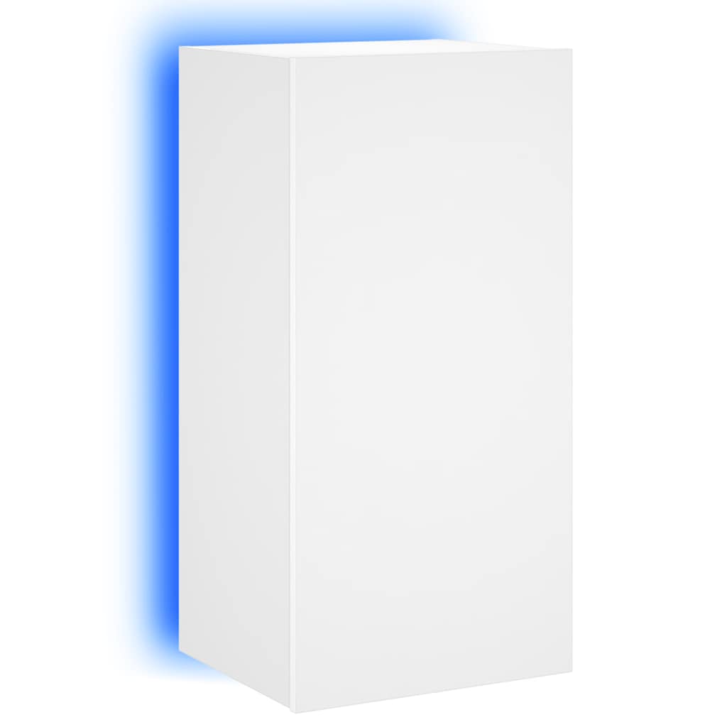 TV Wall Cabinet with LED Lights White 40.5x35x80 cm