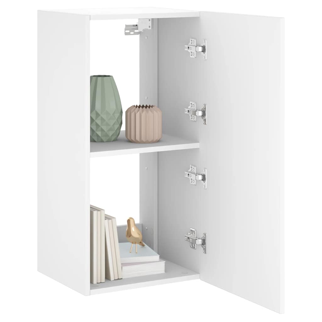 TV Wall Cabinet with LED Lights White 40.5x35x80 cm