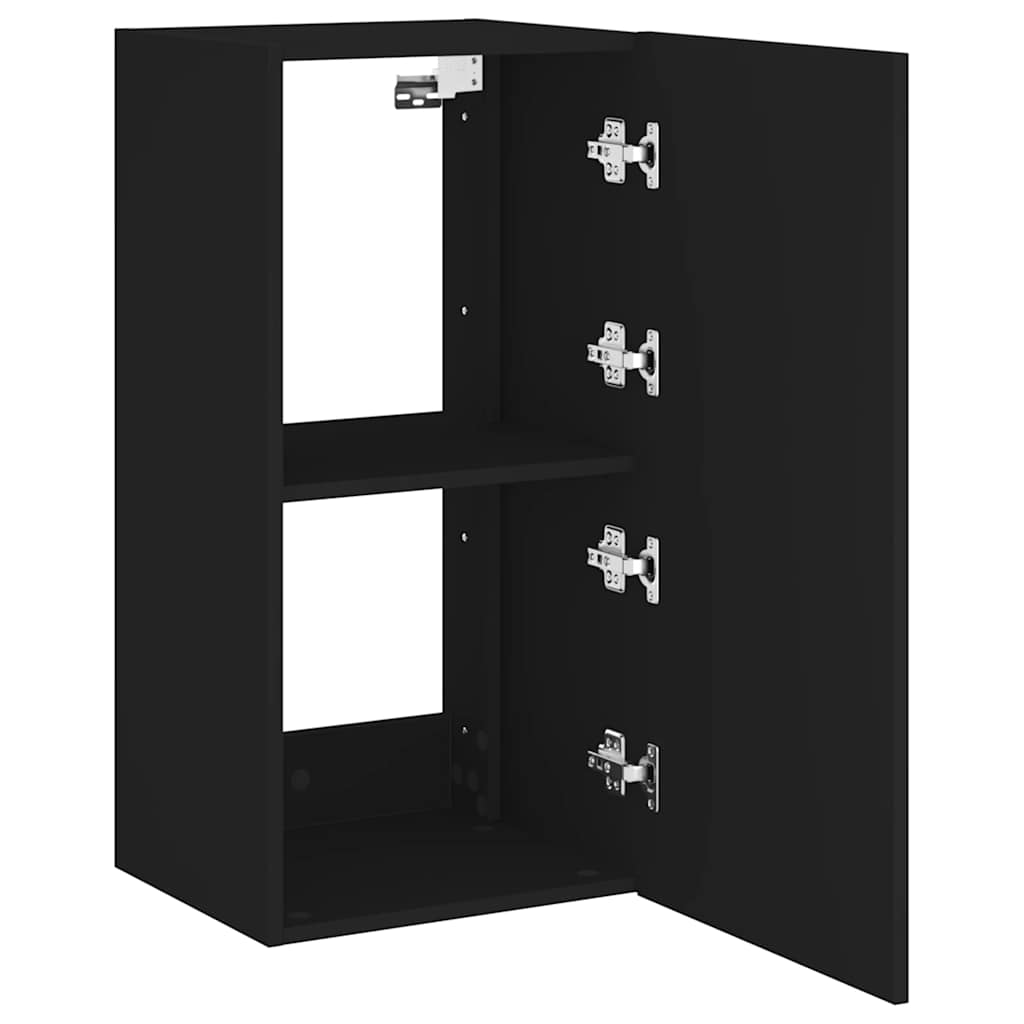 TV Wall Cabinet with LED Lights Black 40.5x35x80 cm
