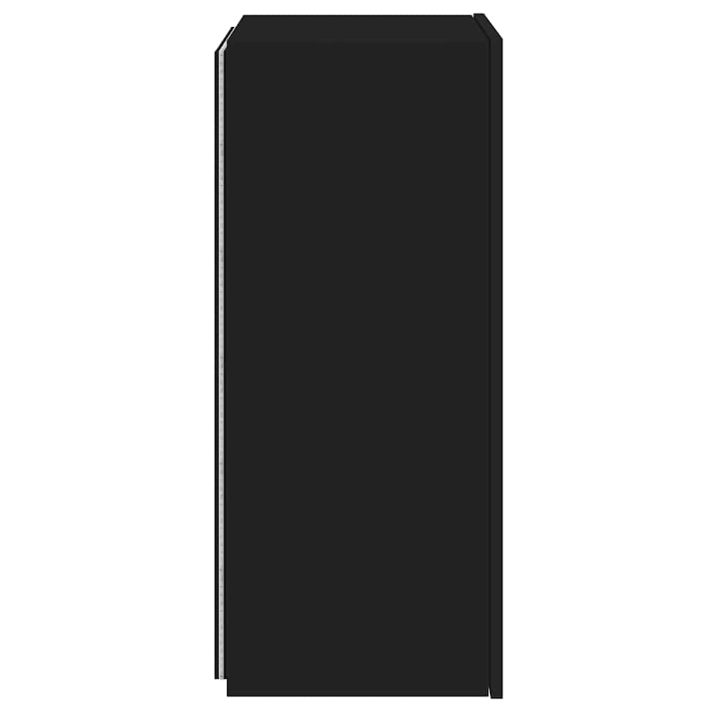 TV Wall Cabinet with LED Lights Black 40.5x35x80 cm