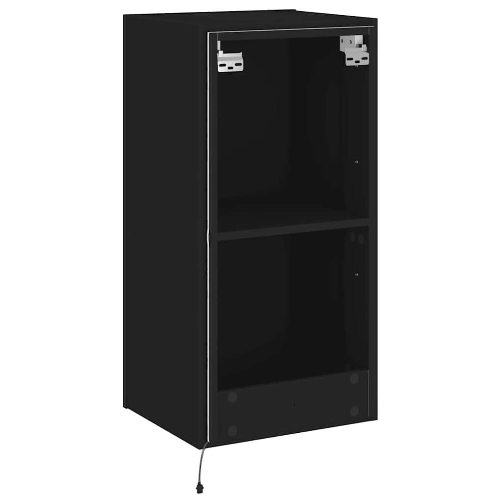 TV Wall Cabinet with LED Lights Black 40.5x35x80 cm