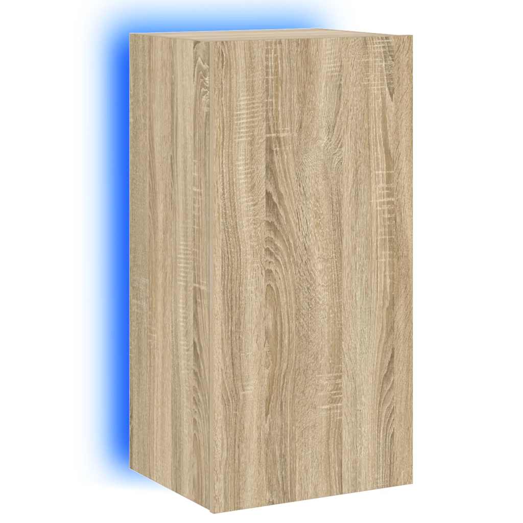 TV Wall Cabinet with LED Lights Sonoma Oak 40.5x35x80 cm