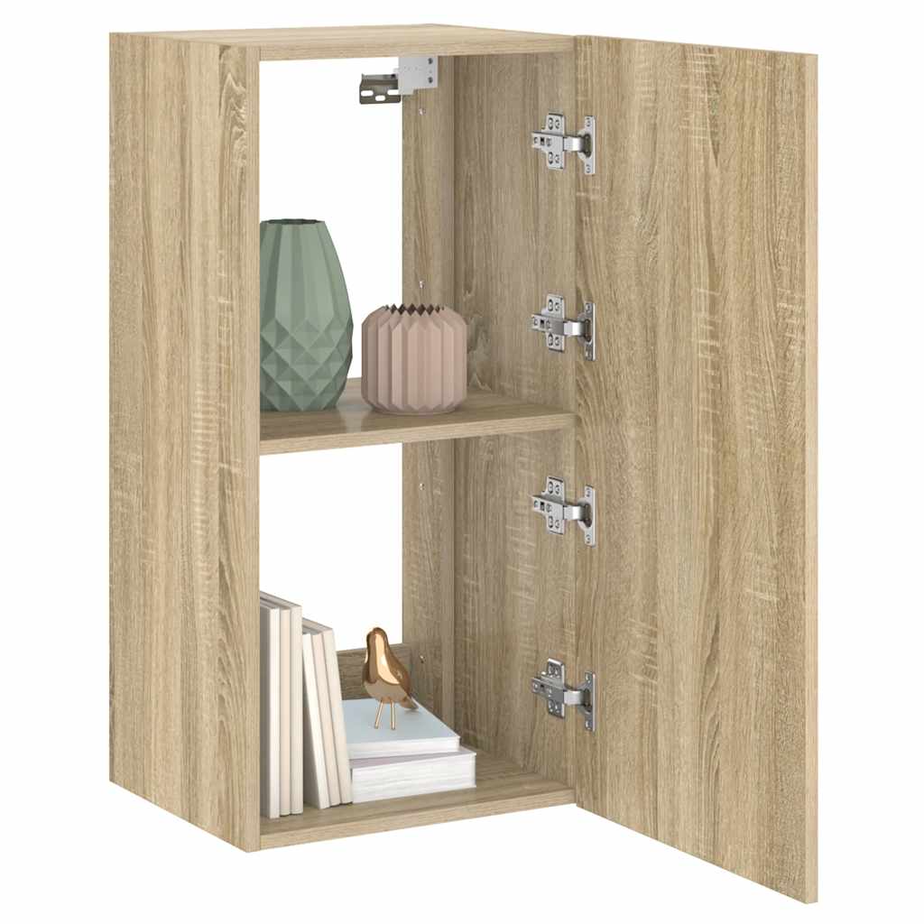 TV Wall Cabinet with LED Lights Sonoma Oak 40.5x35x80 cm
