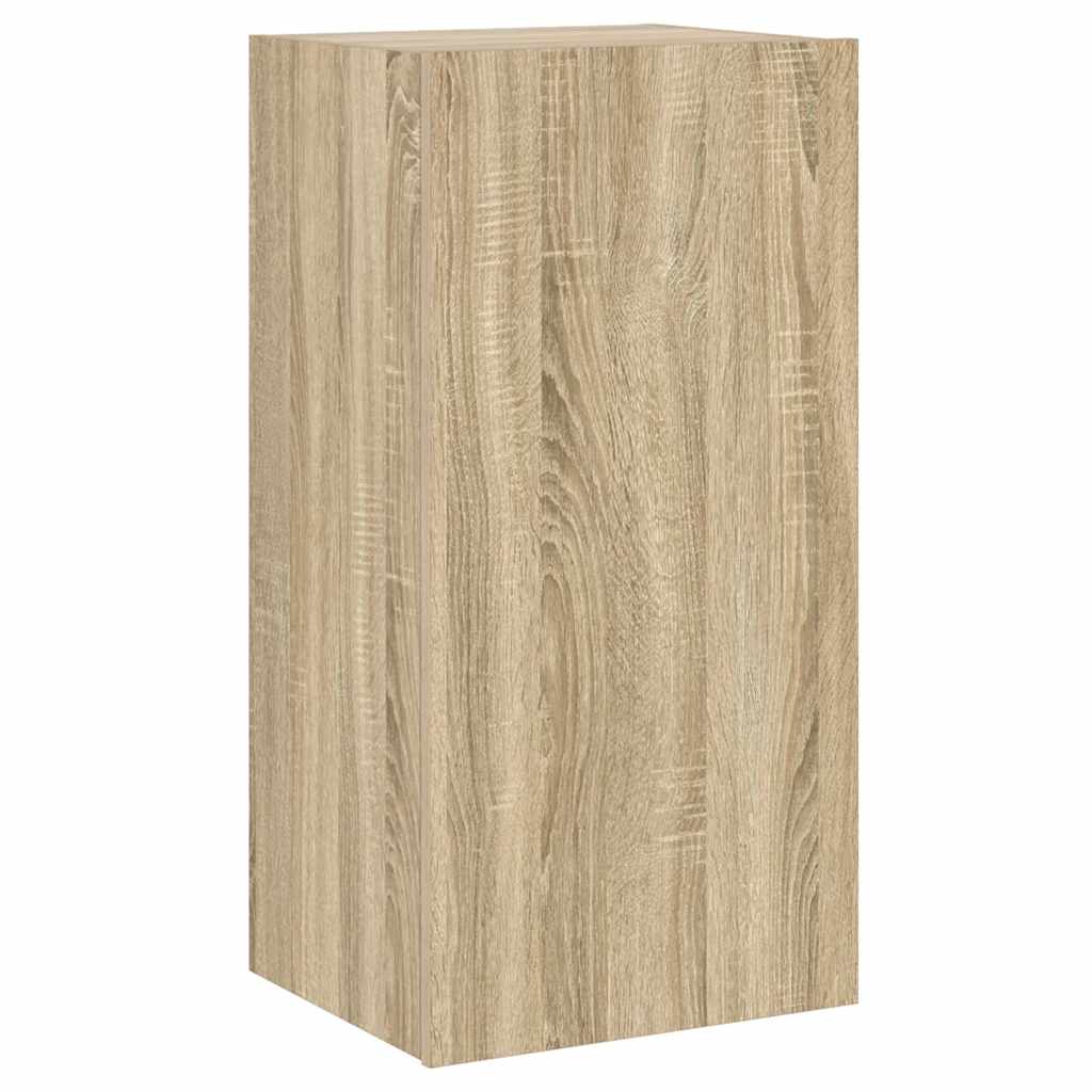 TV Wall Cabinet with LED Lights Sonoma Oak 40.5x35x80 cm
