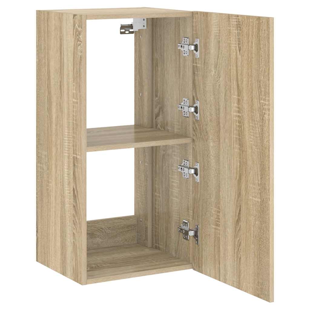 TV Wall Cabinet with LED Lights Sonoma Oak 40.5x35x80 cm