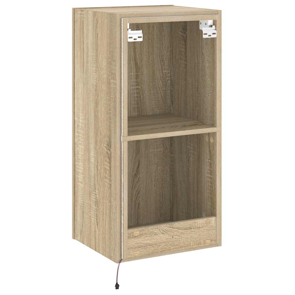 TV Wall Cabinet with LED Lights Sonoma Oak 40.5x35x80 cm