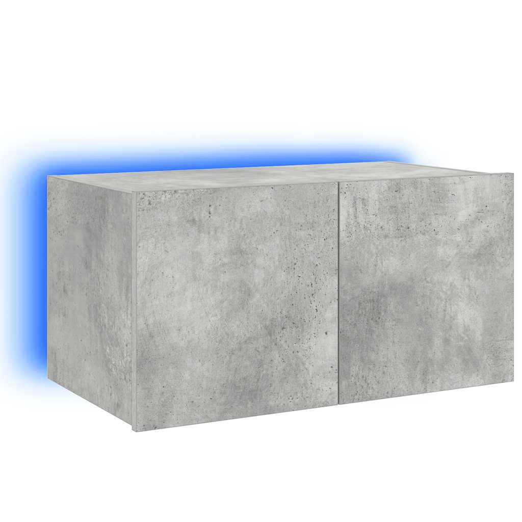 TV Wall Cabinet with LED Lights Concrete Grey 60x35x31 cm