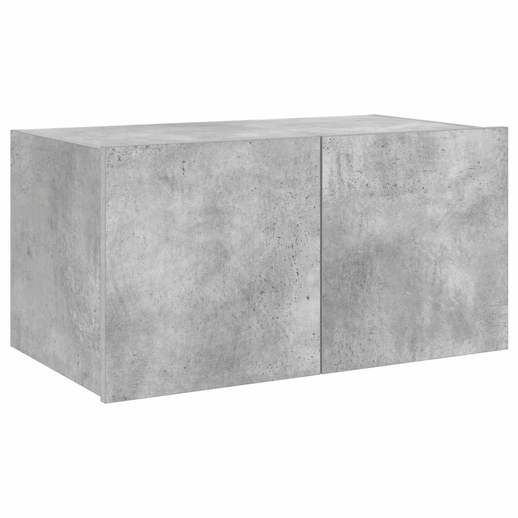 TV Wall Cabinet with LED Lights Concrete Grey 60x35x31 cm