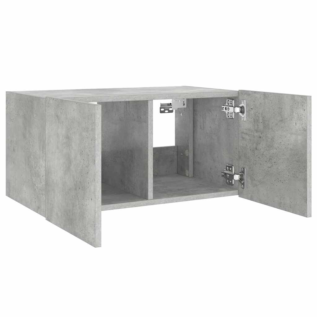 TV Wall Cabinet with LED Lights Concrete Grey 60x35x31 cm