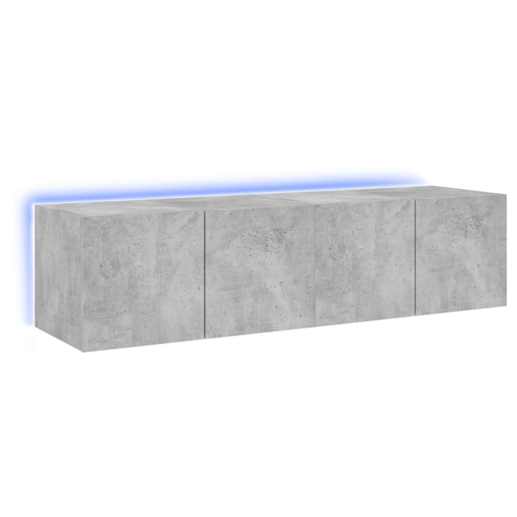 vidaXL TV Wall Cabinets with LED Lights 2 pcs Concrete Grey 60x35x31 cm