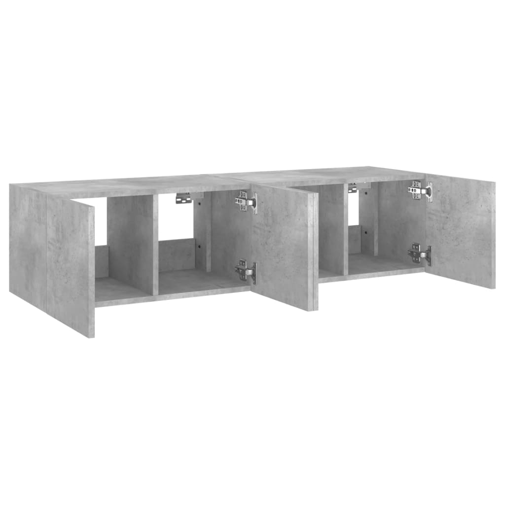 vidaXL TV Wall Cabinets with LED Lights 2 pcs Concrete Grey 60x35x31 cm