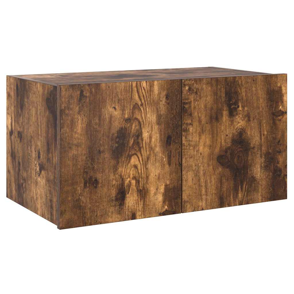 TV Wall Cabinet with LED Lights Smoked Oak 60x35x31 cm