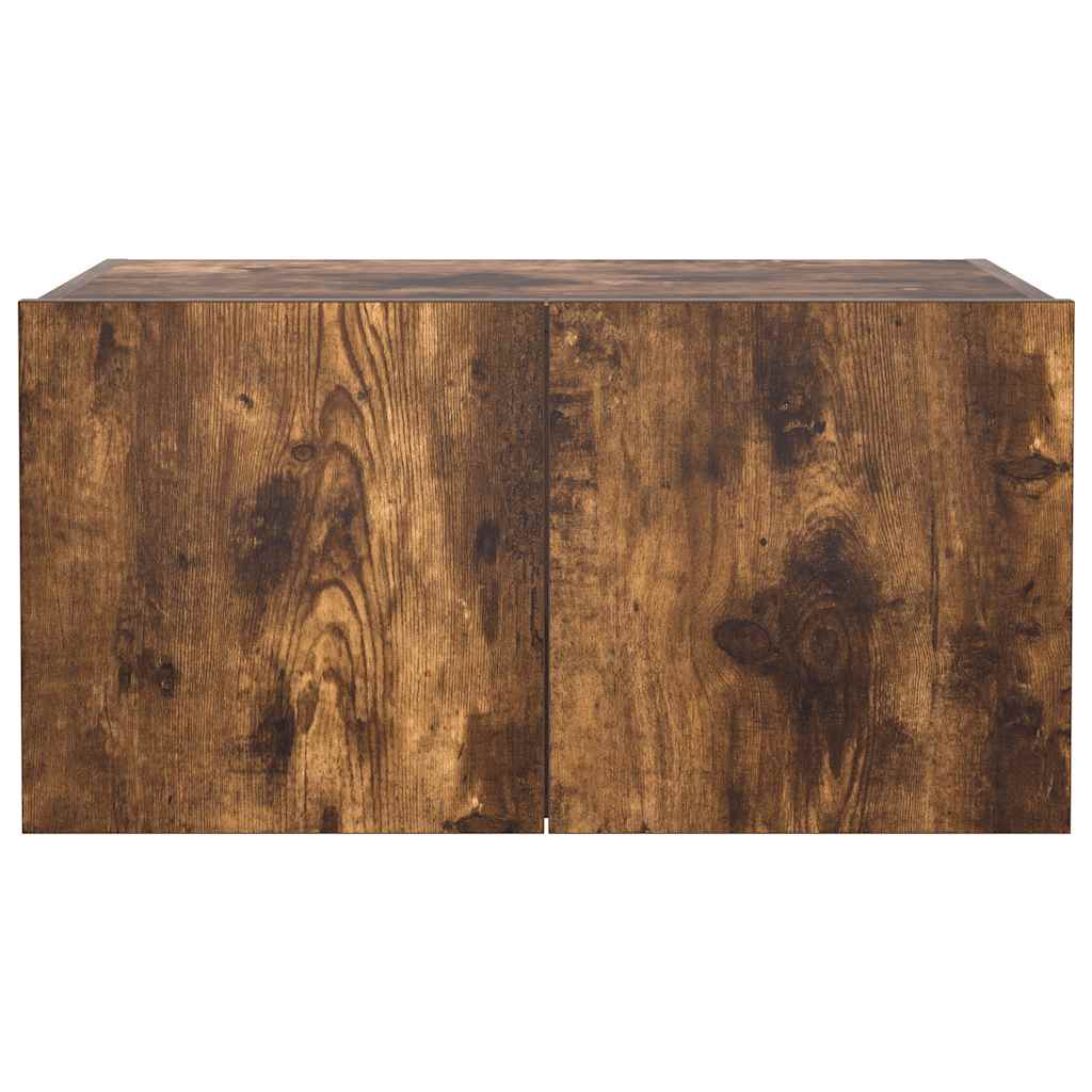 TV Wall Cabinet with LED Lights Smoked Oak 60x35x31 cm