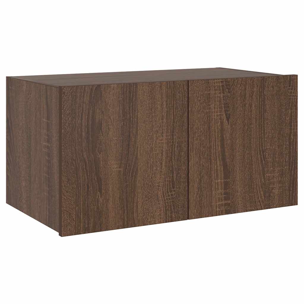 TV Wall Cabinet with LED Lights Brown Oak 60x35x31 cm