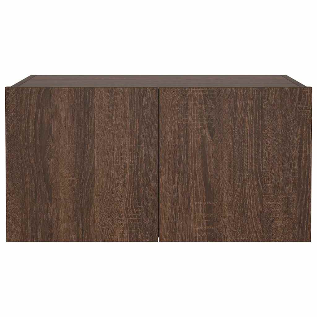 TV Wall Cabinet with LED Lights Brown Oak 60x35x31 cm
