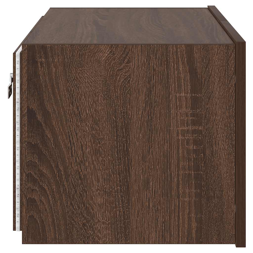TV Wall Cabinet with LED Lights Brown Oak 60x35x31 cm