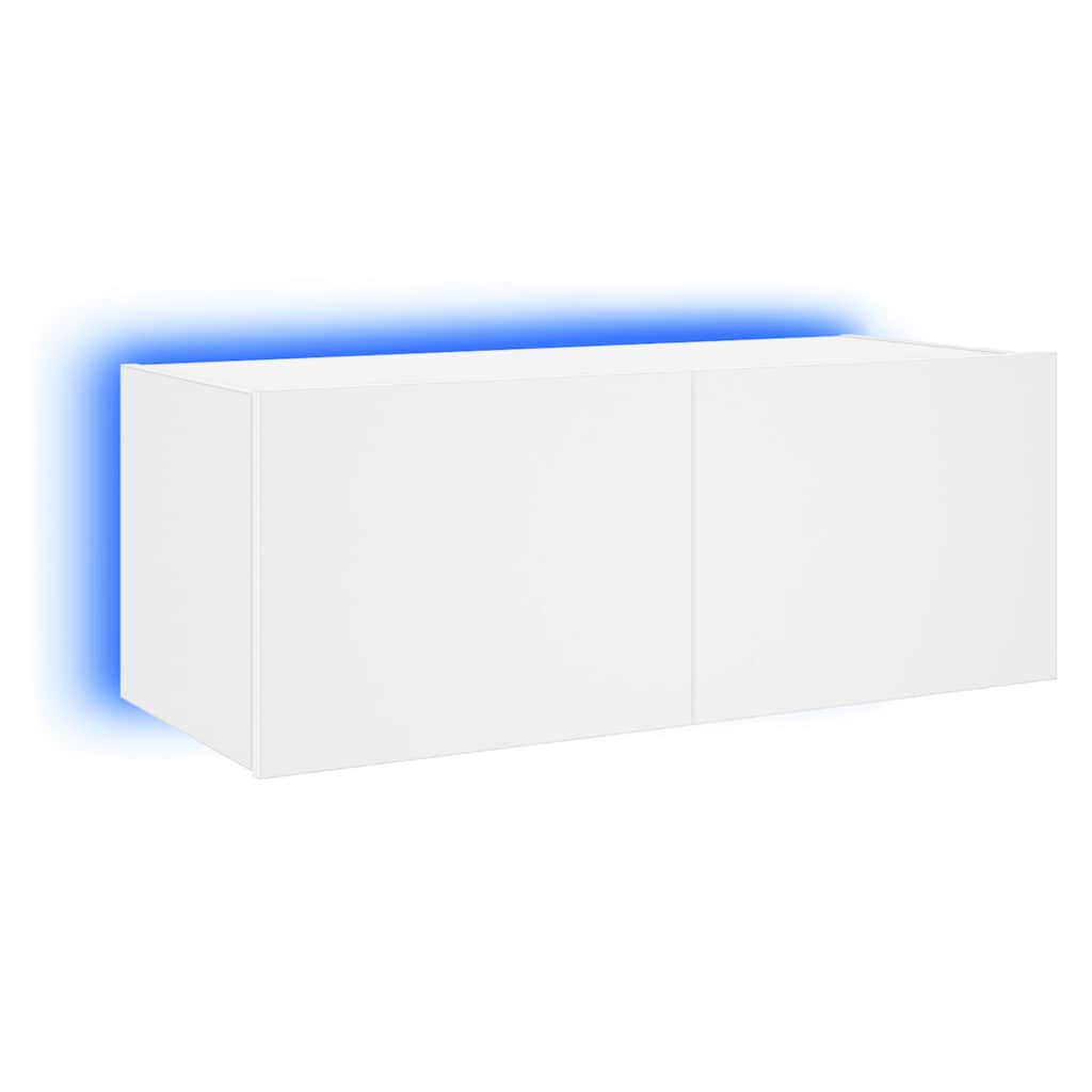 TV Wall Cabinet with LED Lights White 80x35x31 cm