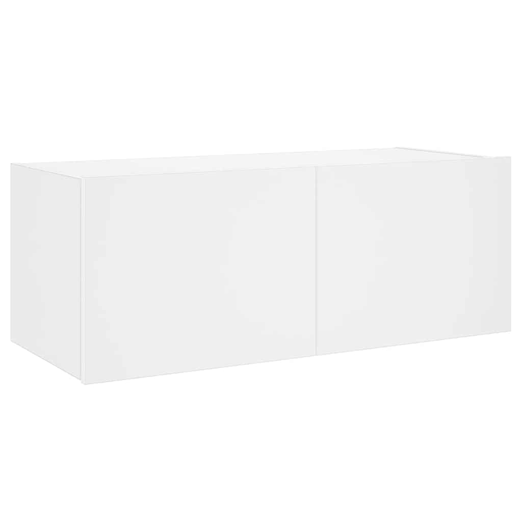 TV Wall Cabinet with LED Lights White 80x35x31 cm