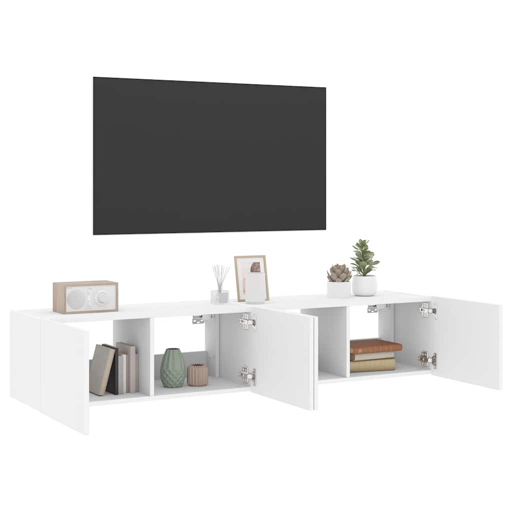 TV Wall Cabinets with LED Lights 2 pcs White 80x35x31 cm