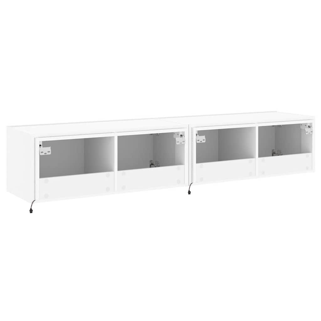 TV Wall Cabinets with LED Lights 2 pcs White 80x35x31 cm