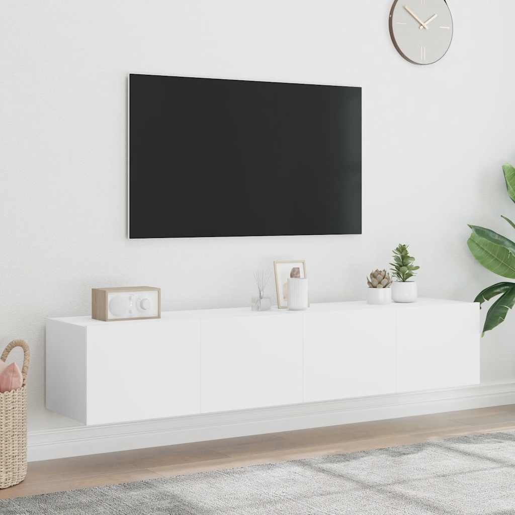 TV Wall Cabinets with LED Lights 2 pcs White 80x35x31 cm