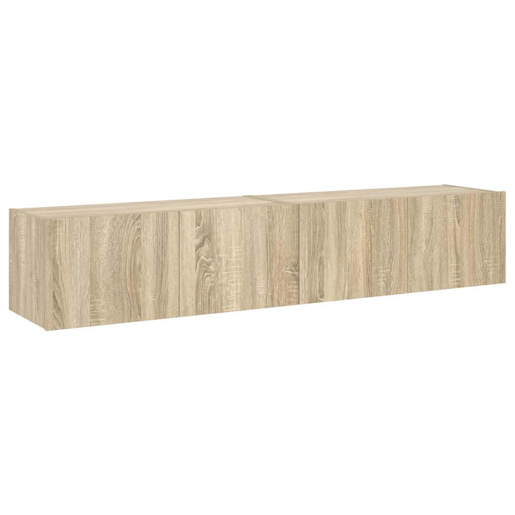 TV Wall Cabinets with LED Lights 2 pcs Sonoma Oak 80x35x31 cm