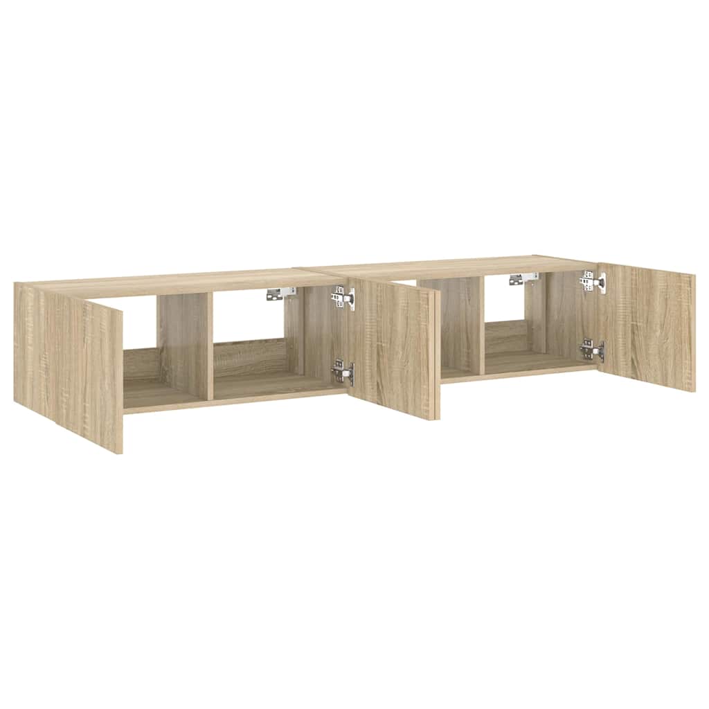 TV Wall Cabinets with LED Lights 2 pcs Sonoma Oak 80x35x31 cm
