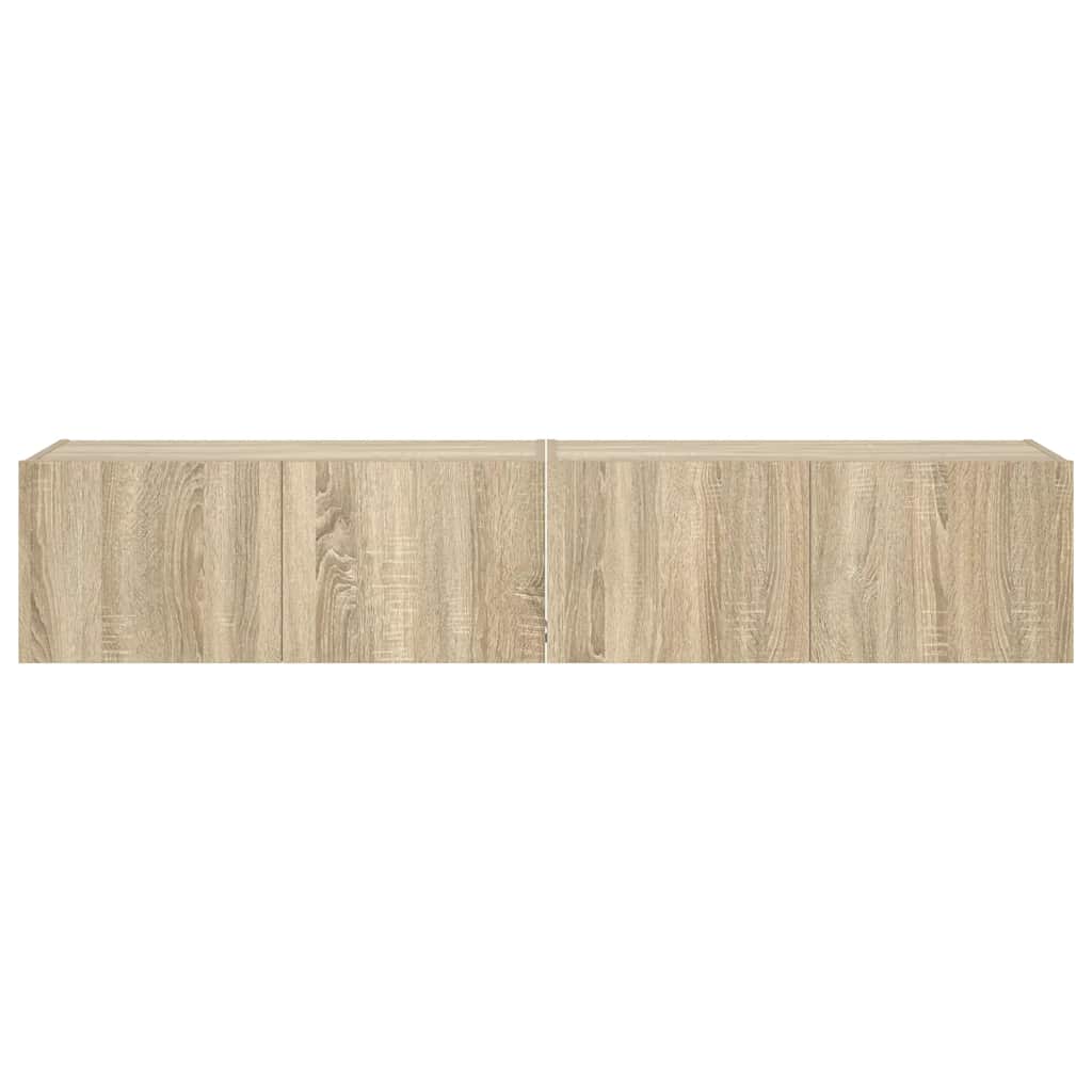 TV Wall Cabinets with LED Lights 2 pcs Sonoma Oak 80x35x31 cm