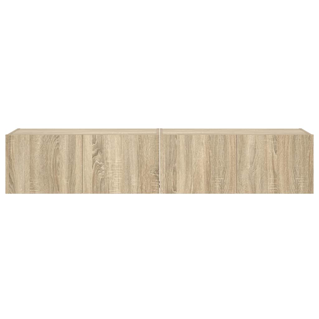TV Wall Cabinets with LED Lights 2 pcs Sonoma Oak 80x35x31 cm