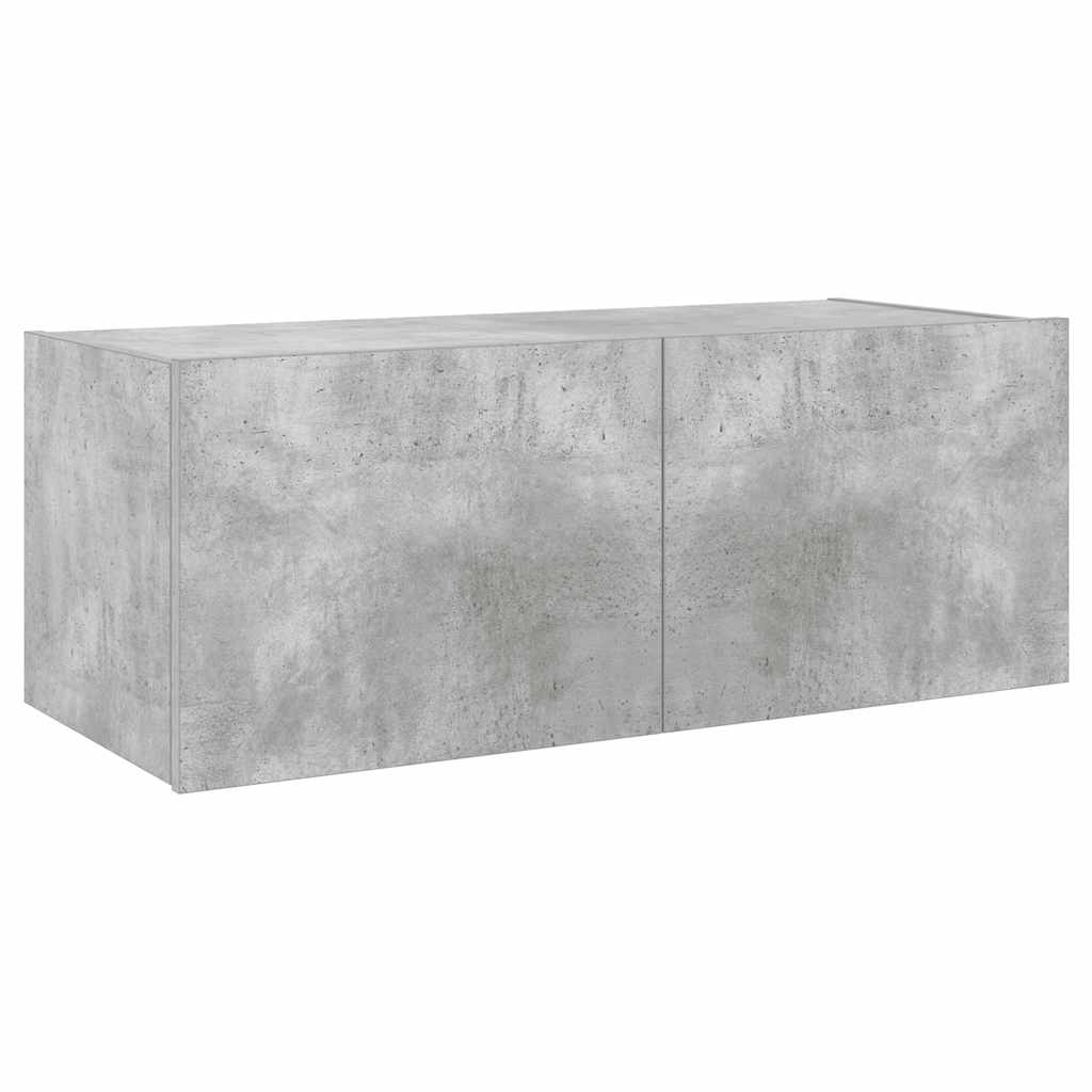 TV Wall Cabinet with LED Lights Concrete Grey 80x35x31 cm