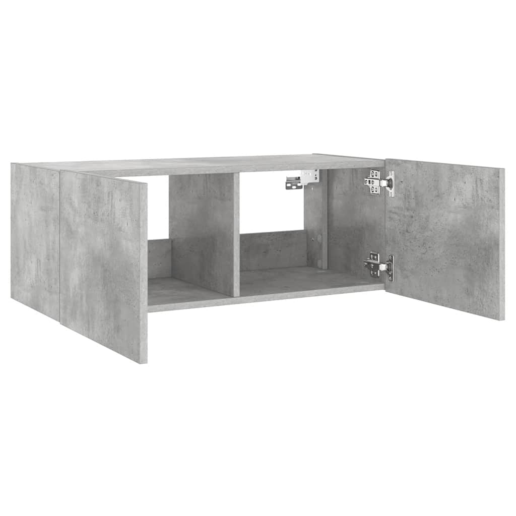 TV Wall Cabinet with LED Lights Concrete Grey 80x35x31 cm
