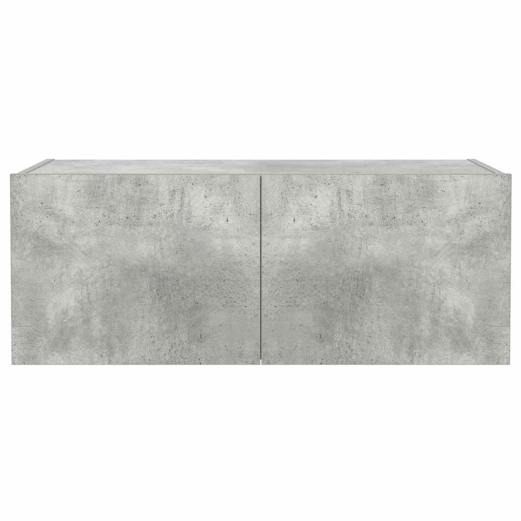 TV Wall Cabinet with LED Lights Concrete Grey 80x35x31 cm