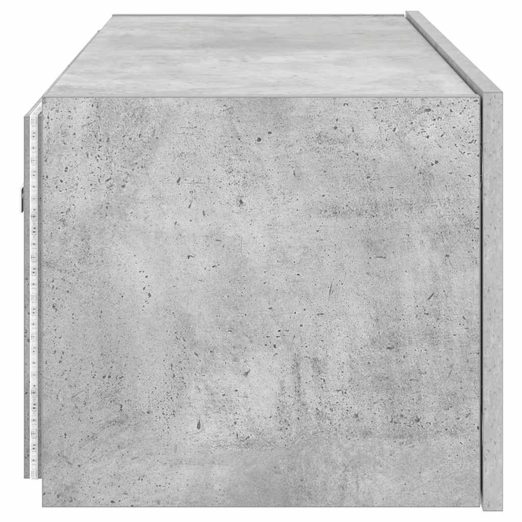 TV Wall Cabinet with LED Lights Concrete Grey 80x35x31 cm