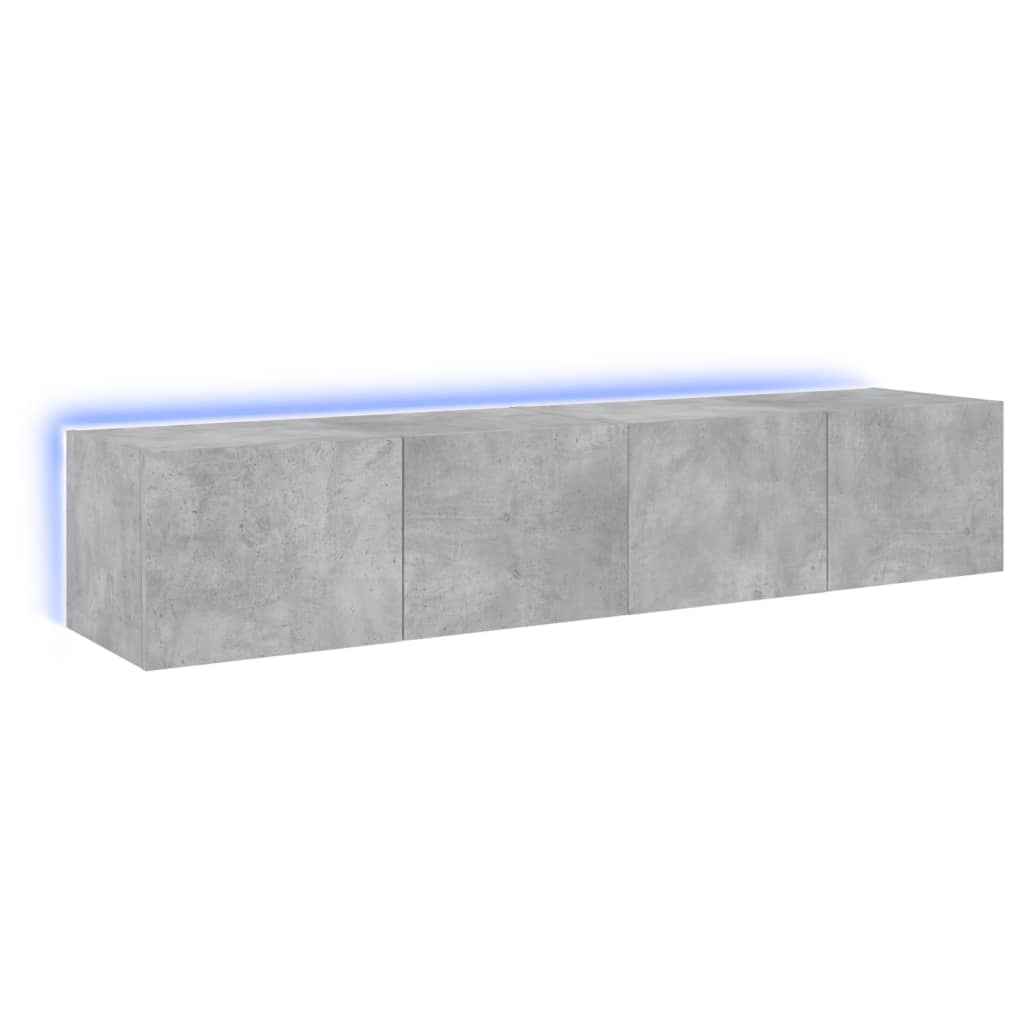 vidaXL TV Wall Cabinets with LED Lights 2 pcs Concrete Grey 80x35x31 cm