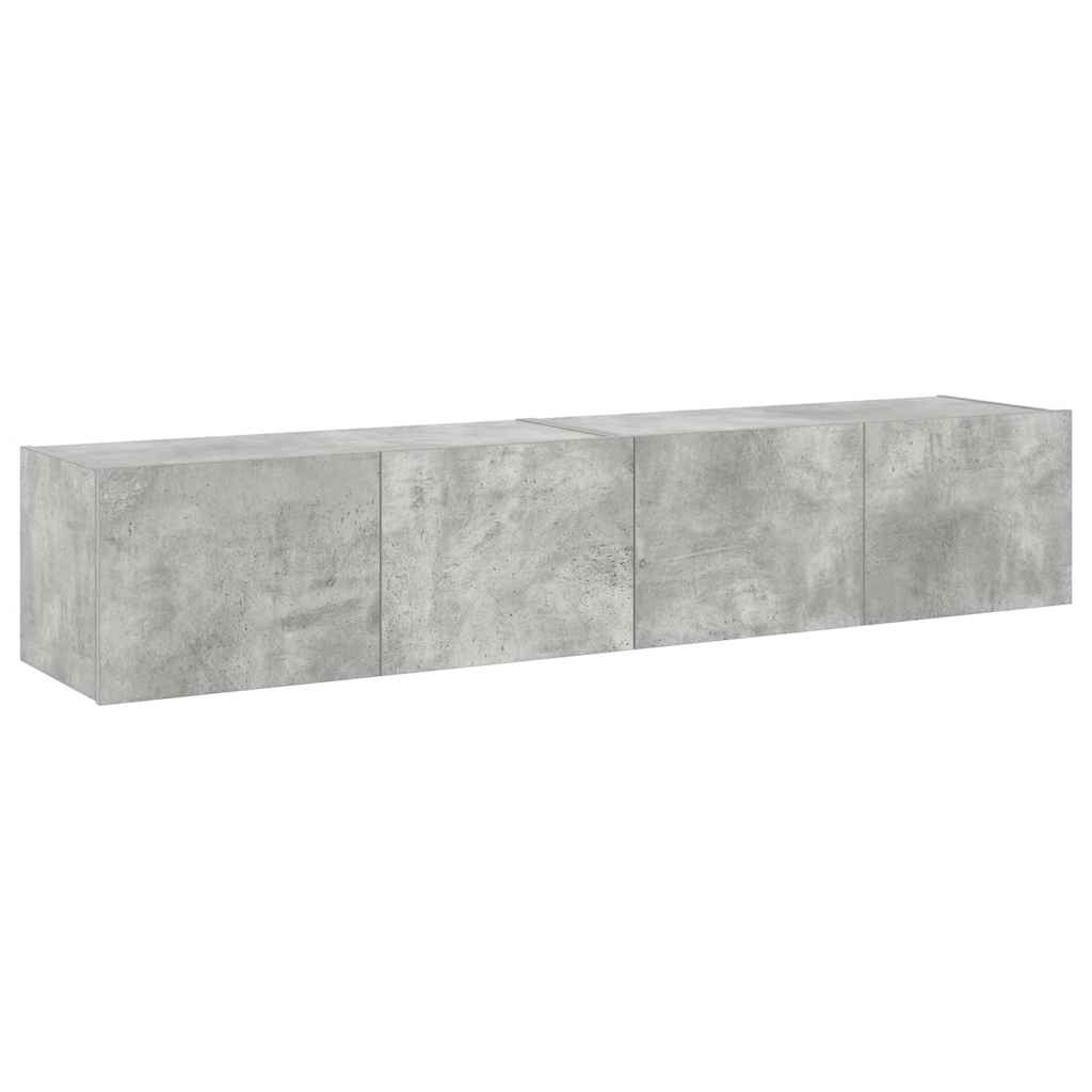 TV Wall Cabinets with LED Lights 2 pcs Concrete Grey 80x35x31 cm