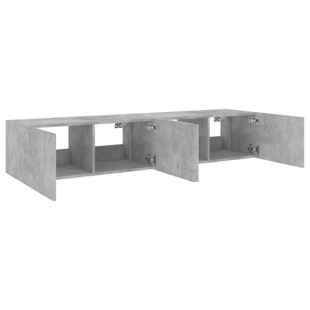 vidaXL TV Wall Cabinets with LED Lights 2 pcs Concrete Grey 80x35x31 cm