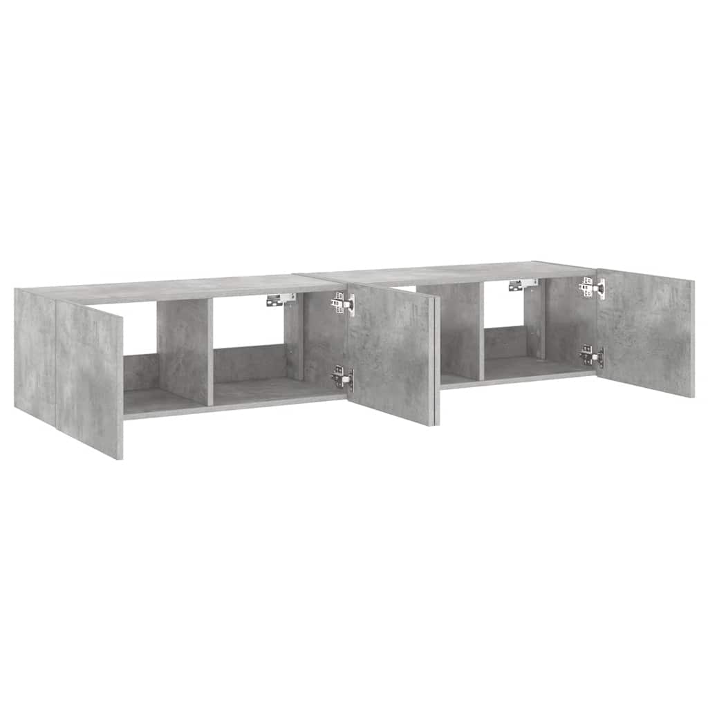 TV Wall Cabinets with LED Lights 2 pcs Concrete Grey 80x35x31 cm