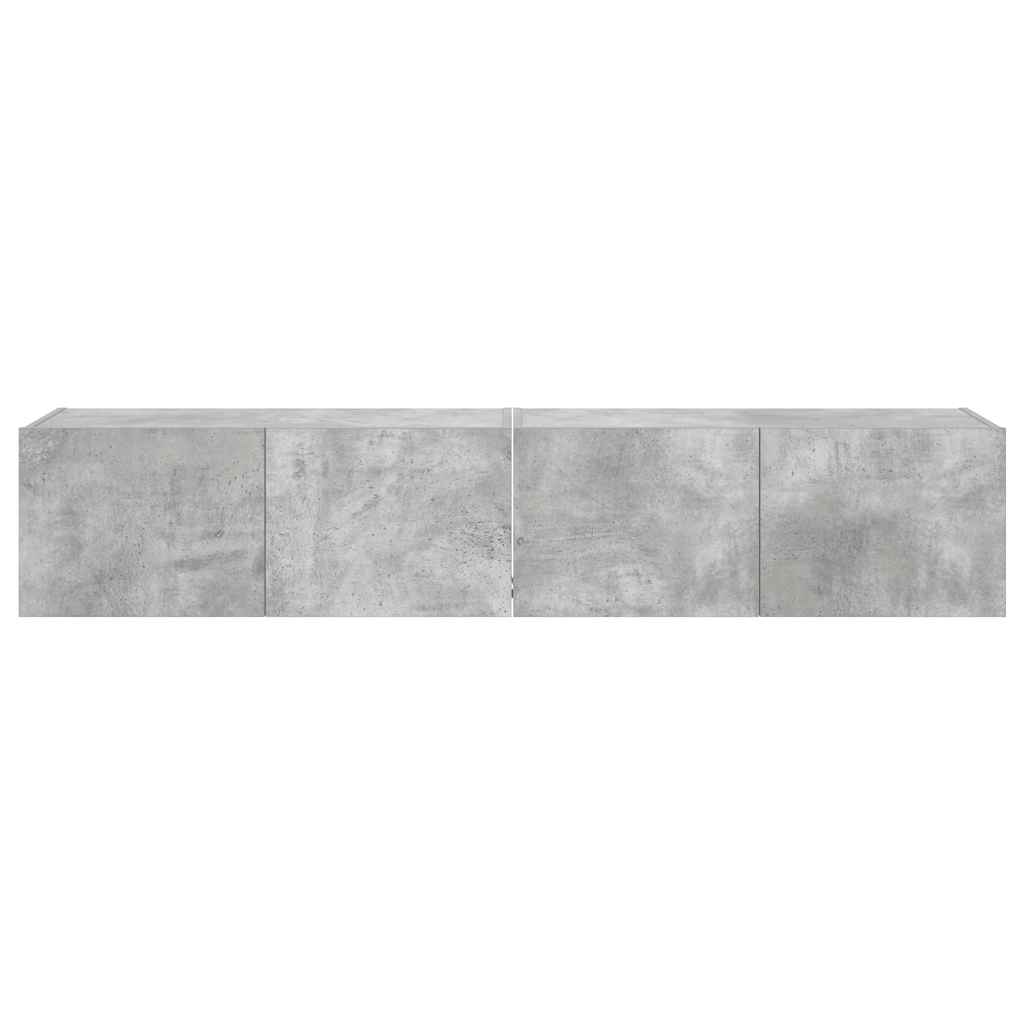 TV Wall Cabinets with LED Lights 2 pcs Concrete Grey 80x35x31 cm