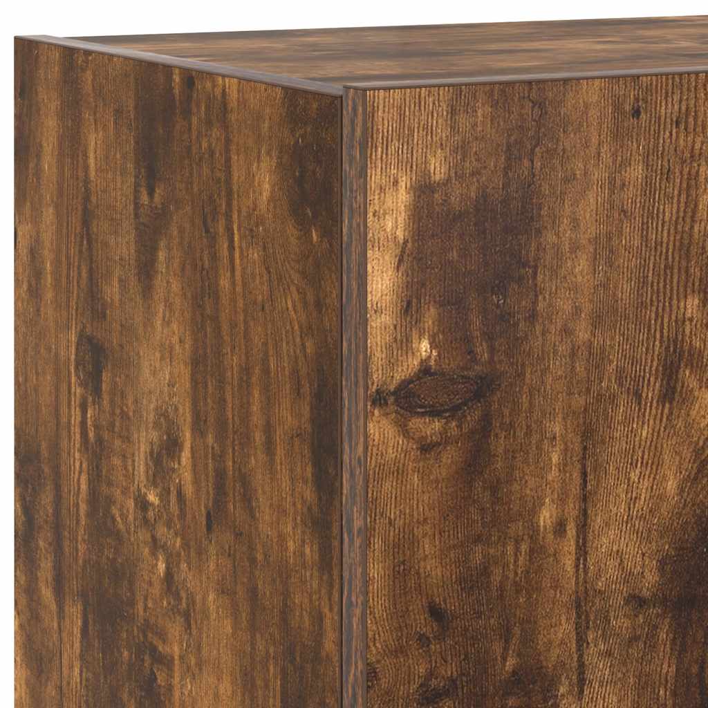 TV Wall Cabinet with LED Lights Smoked Oak 80x35x31 cm